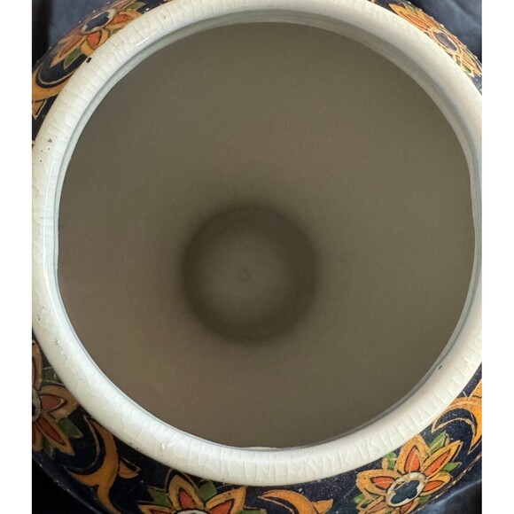 Chinese Hand Painted Vase Zhong Guo Zhi Zao Blue Gold Floral Motif Vintage China - Picture 8 of 8